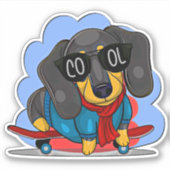 Cooler Hund Skateboarder 4" Kiss Cut Vinyl Sticker (Vorderseite)