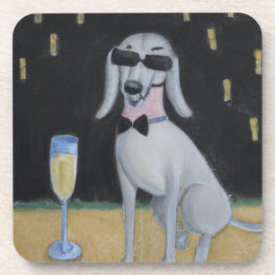 Cooler Hund trinken Champagner Getränkeuntersetzer