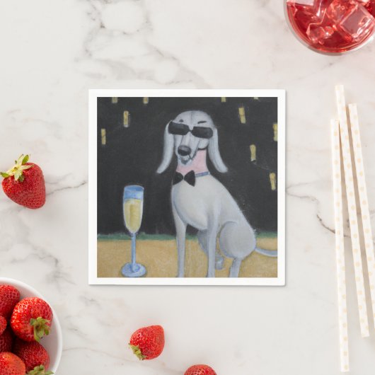 Cooler Hund trinken Champagner Serviette (Beispiel)
