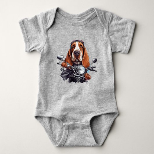 Cooler Hundbiker, niedlicher Hundeschlittenfahrer Baby Strampler (Vorderseite)