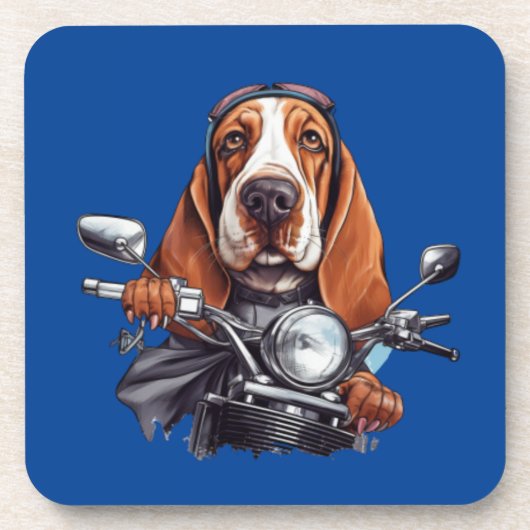 Cooler Hundbiker, niedlicher Hundeschlittenfahrer Getränkeuntersetzer (Vorderseite)