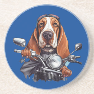 Cooler Hundbiker, niedlicher Hundeschlittenfahrer Getränkeuntersetzer