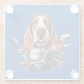 Cooler Hundbiker, niedlicher Hundeschlittenfahrer Glasuntersetzer (Rückseite)