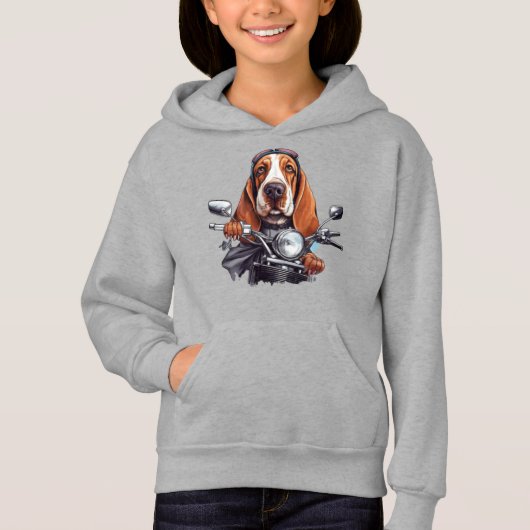 Cooler Hundbiker, niedlicher Hundeschlittenfahrer Hoodie (Vorderseite)