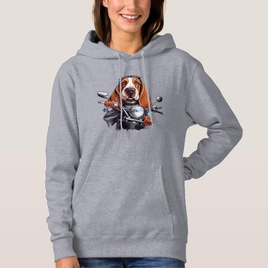 Cooler Hundbiker, niedlicher Hundeschlittenfahrer Hoodie (Vorderseite)
