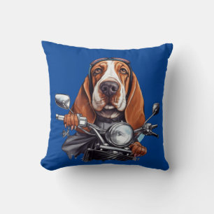 Cooler Hundbiker, niedlicher Hundeschlittenfahrer Kissen