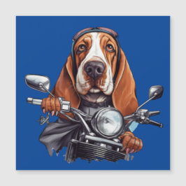 Cooler Hundbiker, niedlicher Hundeschlittenfahrer Magnetkarte