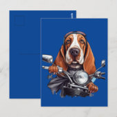 Cooler Hundbiker, niedlicher Hundeschlittenfahrer Postkarte (Vorne/Hinten)