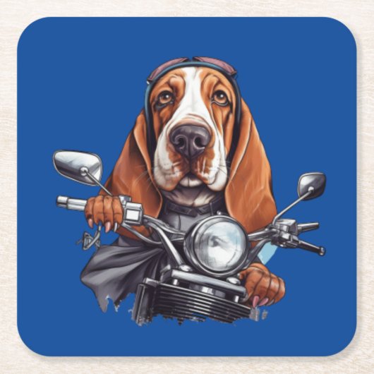 Cooler Hundbiker, niedlicher Hundeschlittenfahrer Rechteckiger Pappuntersetzer (Vorderseite)