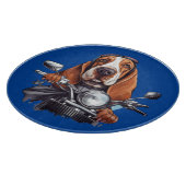 Cooler Hundbiker, niedlicher Hundeschlittenfahrer Schneidebrett (Ecke)