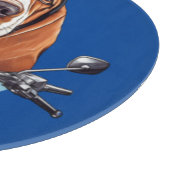 Cooler Hundbiker, niedlicher Hundeschlittenfahrer Schneidebrett (Ecke)