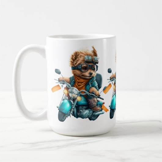 Cooler Hundbiker, niedlicher Yorkshire-Terrier-Hun Kaffeetasse (Links)