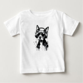 Cooler Hundekopfhörer Niedlich Haustiere Schwarzwe Baby T-shirt
