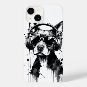 Cooler Hundekopfhörer Niedlich Haustiere Schwarzwe Case-Mate iPhone 14 Hülle