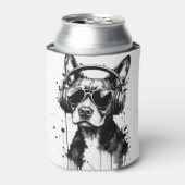Cooler Hundekopfhörer Niedlich Haustiere Schwarzwe Dosenkühler (Kanne Vorderseite)