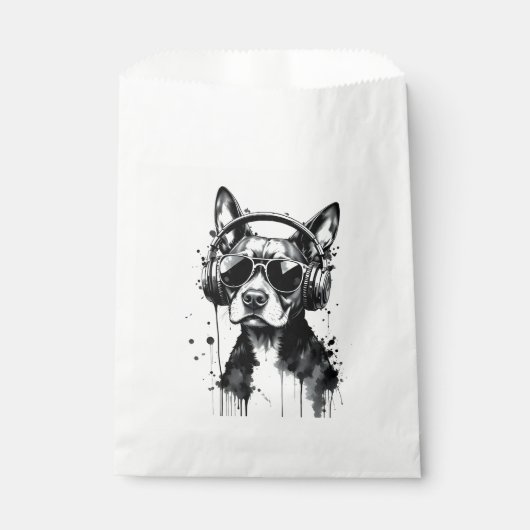 Cooler Hundekopfhörer Niedlich Haustiere Schwarzwe Geschenktütchen (Vorderseite)