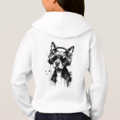 Cooler Hundekopfhörer Niedlich Haustiere Schwarzwe Hoodie (Rückseite)