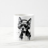 Cooler Hundekopfhörer Niedlich Haustiere Schwarzwe Kaffeetasse (Mittel)