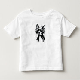 Cooler Hundekopfhörer Niedlich Haustiere Schwarzwe Kleinkind T-shirt