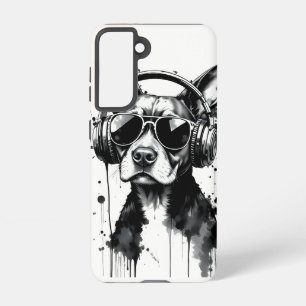 Cooler Hundekopfhörer Niedlich Haustiere Schwarzwe Samsung Galaxy Hülle