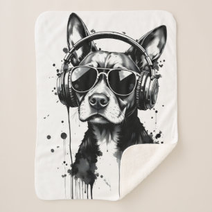 Cooler Hundekopfhörer Niedlich Haustiere Schwarzwe Sherpadecke