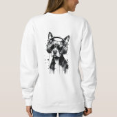 Cooler Hundekopfhörer Niedlich Haustiere Schwarzwe Sweatshirt (Rückseite)