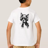 Cooler Hundekopfhörer Niedlich Haustiere Schwarzwe T-Shirt (Rückseite)