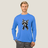 Cooler Hundekopfhörer Niedlich Haustiere Schwarzwe Tri-Blend Shirt (Volle Vorderseite)