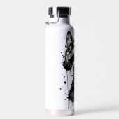 Cooler Hundekopfhörer Niedlich Haustiere Schwarzwe Trinkflasche (Rechts)