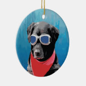 Cooler Hundeschwarz-Labradorrote Keramik Ornament (Rechts)