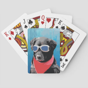 Cooler Hundeschwarz-Labradorrote Spielkarten