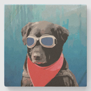 Cooler Hundeschwarz-Labradorrote Steinuntersetzer