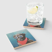Cooler Hundeschwarz-Labradorrote Steinuntersetzer (Seitenansicht)