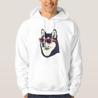 Cooler Husky-Hund mit roter Sonnenbrille Herren Ho Hoodie