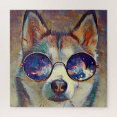 Cooler Husky Hund mit Sonnenbrille Jigsaw Puzzle (Vertikal)