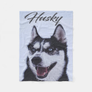 Cooler Husky Hund Schwarz-weiß Liebhaber Fleecedecke