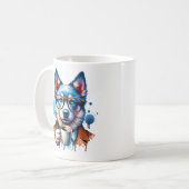 Cooler Husky mit Kaffee - Hipster Hunde Kunst Tass Kaffeetasse (Vorderseite Links)