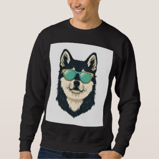 Cooler Husky mit Sonnenbrille – schwarzes Sweatshi Sweatshirt