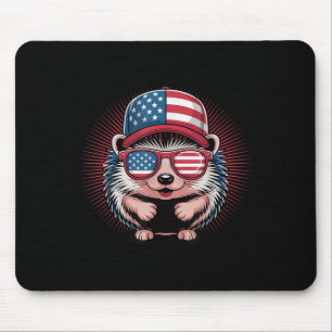 Cooler Igel US-Flagge schüttelt Unabhängigkeit 4. Mousepad