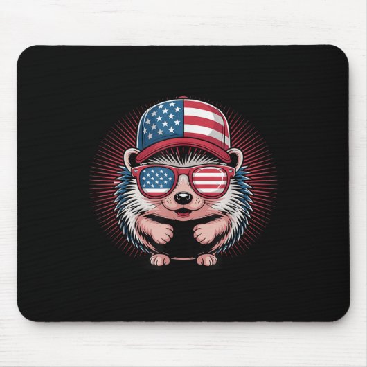 Cooler Igel US-Flagge schüttelt Unabhängigkeit 4. Mousepad (Vorne)