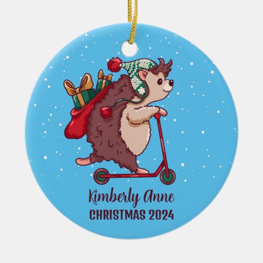 Cooler Igel Weihnachtsschnee Winterurlaub Keramik Ornament (Vorne)