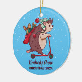 Cooler Igel Weihnachtsschnee Winterurlaub Keramik Ornament (Links)