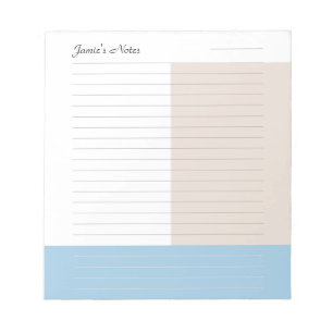 Cooler Individuelle Name Modernes Blaues Beige Notizblock