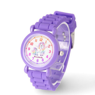 Cooler Individuelle Name Rainbow Unicorn Armbanduhr