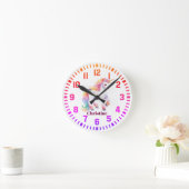 Cooler Individuelle Name Rainbow Unicorn Runde Wanduhr (Zuhause)