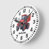 Cooler Individuelle Name Red Traktor Runde Wanduhr (Winkel)