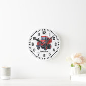 Cooler Individuelle Name Red Traktor Runde Wanduhr (Zuhause)
