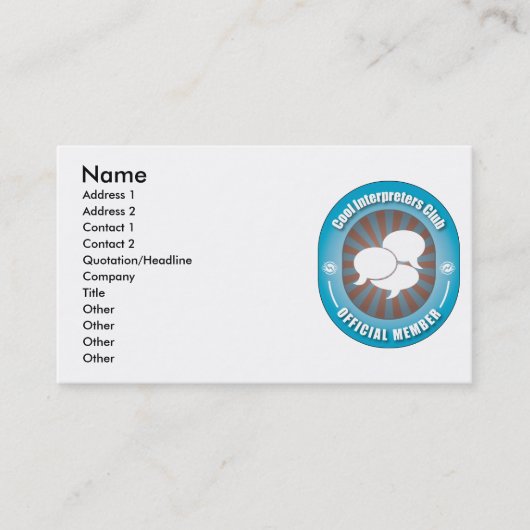 Cooler Interpret-Verein Visitenkarte (Vorderseite)