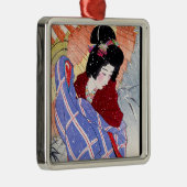 Cooler japanischer Dame Silbernes Ornament (Rechts)