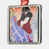 Cooler japanischer Dame Silbernes Ornament (Links)